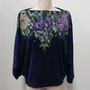 Vintage Painted Velour Top 80's/90s Oversized Size M